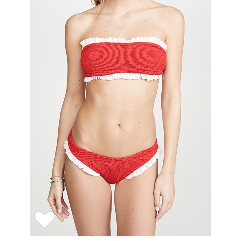 Hunza G red ruffle bikini